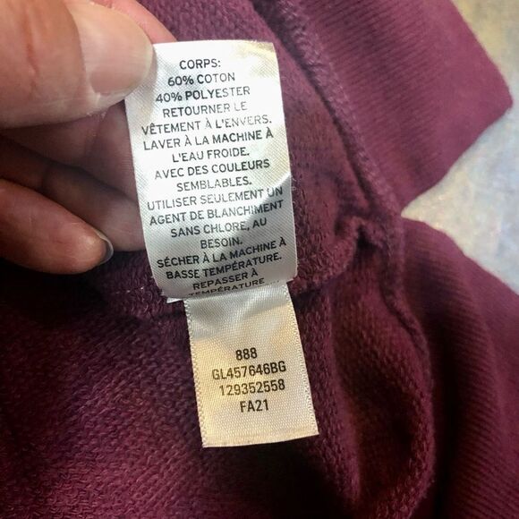 Zella Girls Pullover Crew Neck Front Pocket Long Sweatshirt Burgundy and Black - Picture 12 of 12